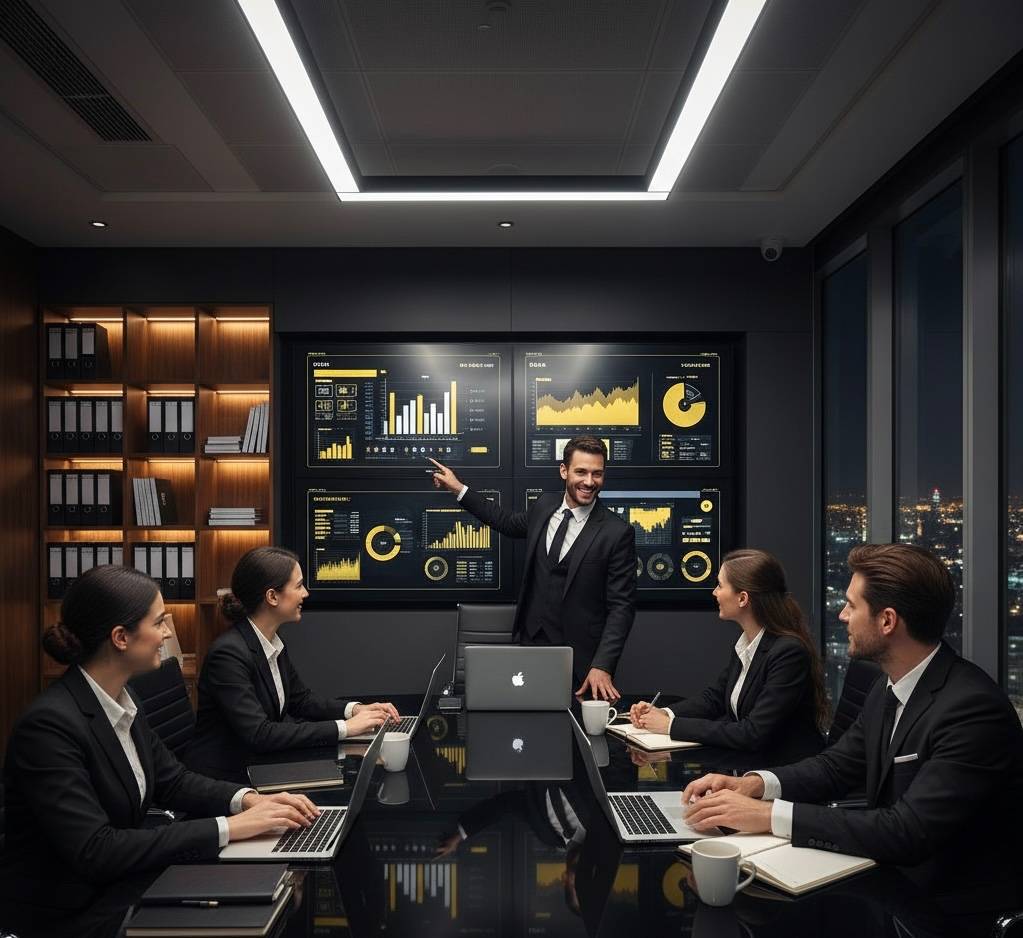 Digital Marketer in UAE presenting strategy to business team